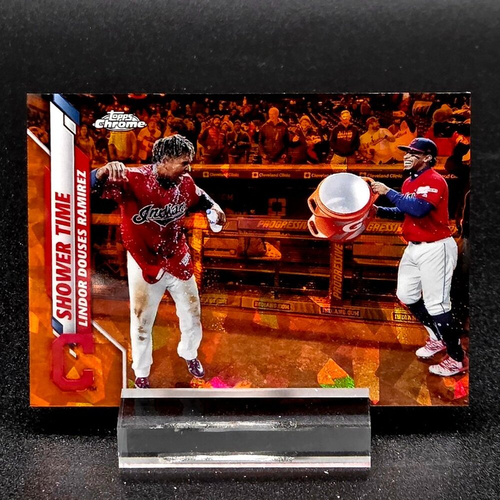 2020 Jose Ramirez Lindor /25 Topps Chrome Update Sapphire Orange Cleveland Stars